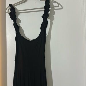 Reformation midi black dress with ruffle sleeves